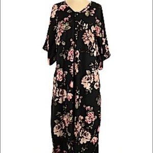 Black and pink boho floral midi/maxi dress